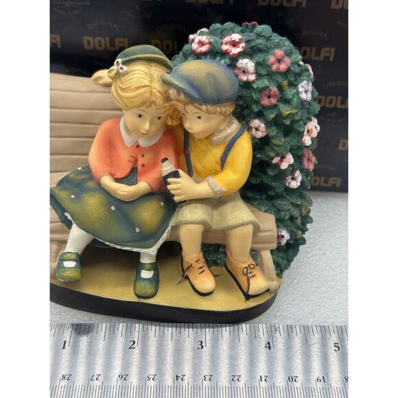 Vintage Dolfi Original Lisi Martin Figurine Boy and Girl on Bench Italy - Picture 9 of 9